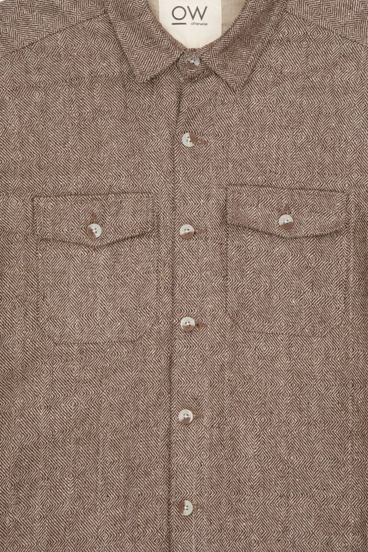 onyx wool overshirt in brown