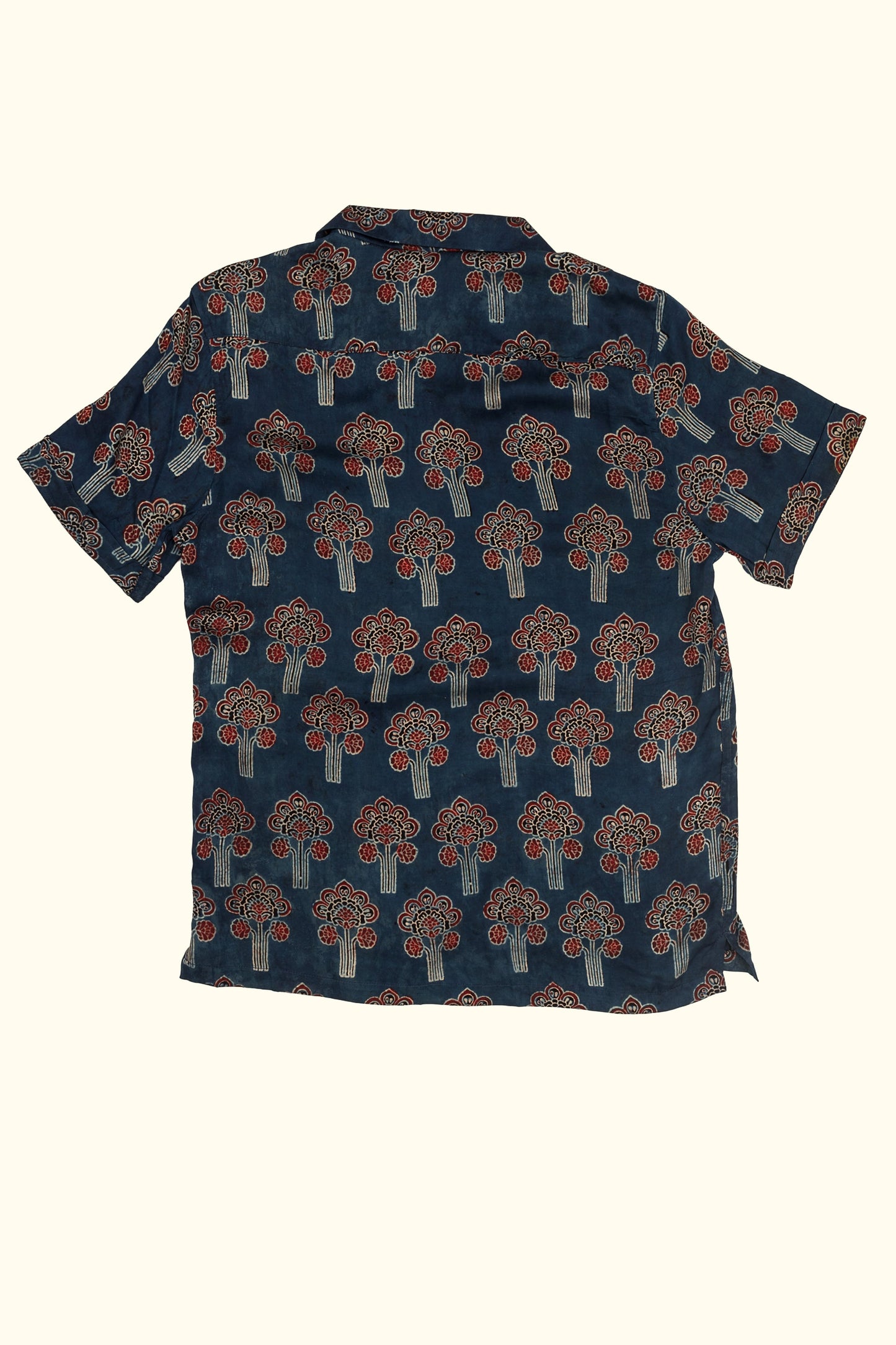 aurora satin hand-printed shirt