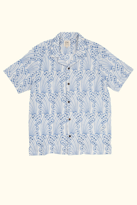 noor lace short sleeve shirt in light blue