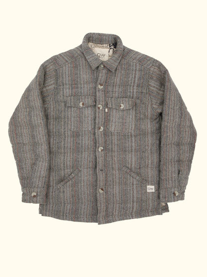 radiant upcycled wool puffer jacket in light grey