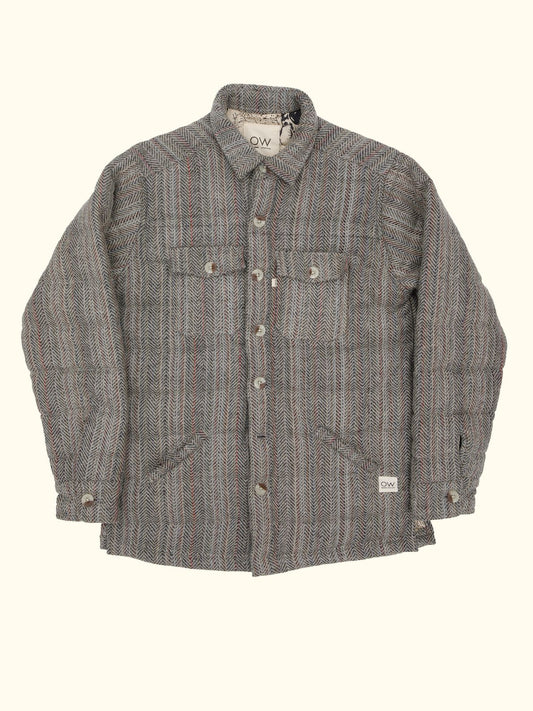 radiant upcycled wool puffer jacket in light grey