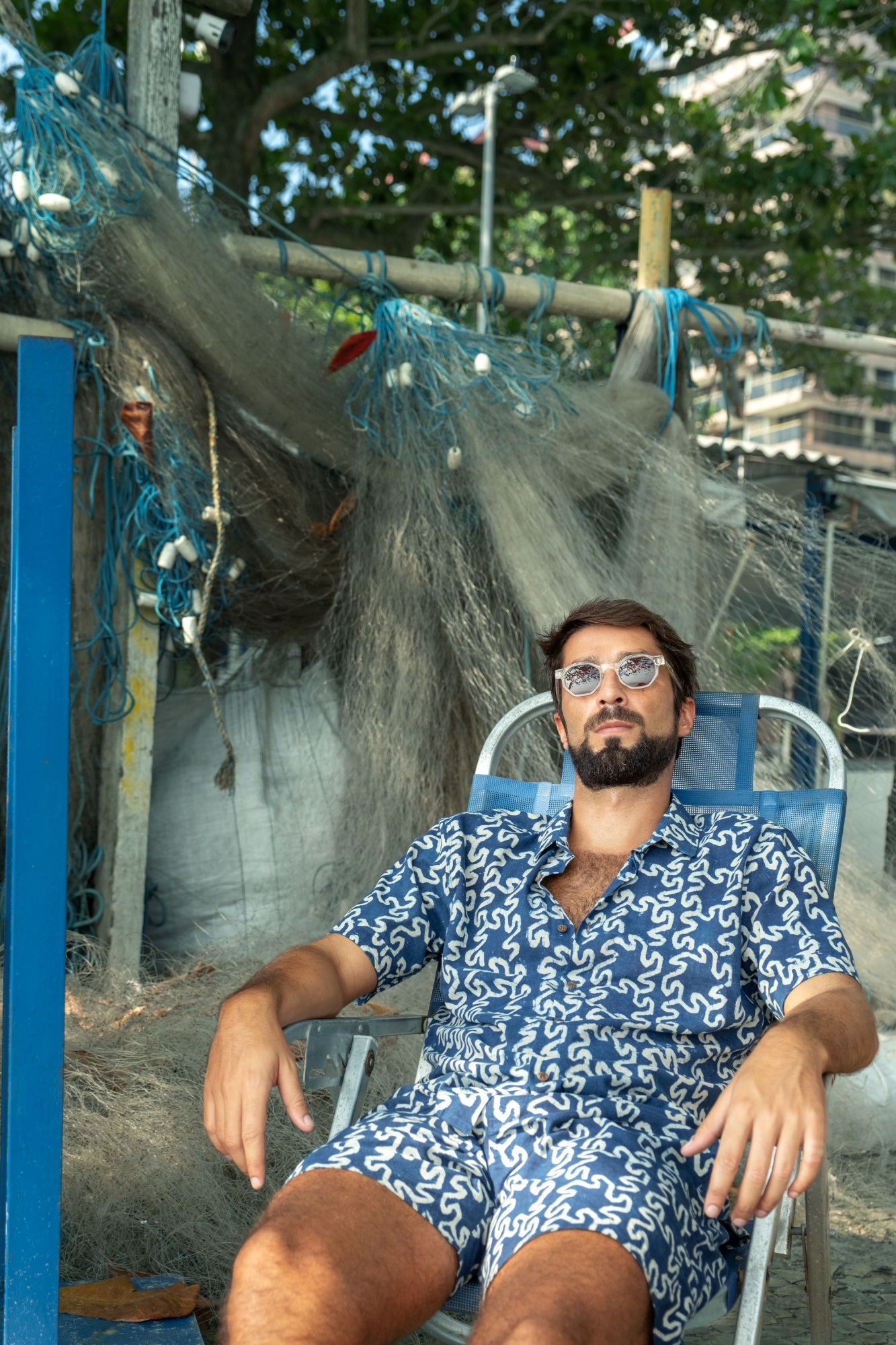 buti hand-printed shirt in blue