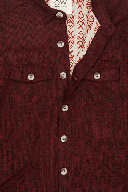 zephyr upcycled wool jacket in red
