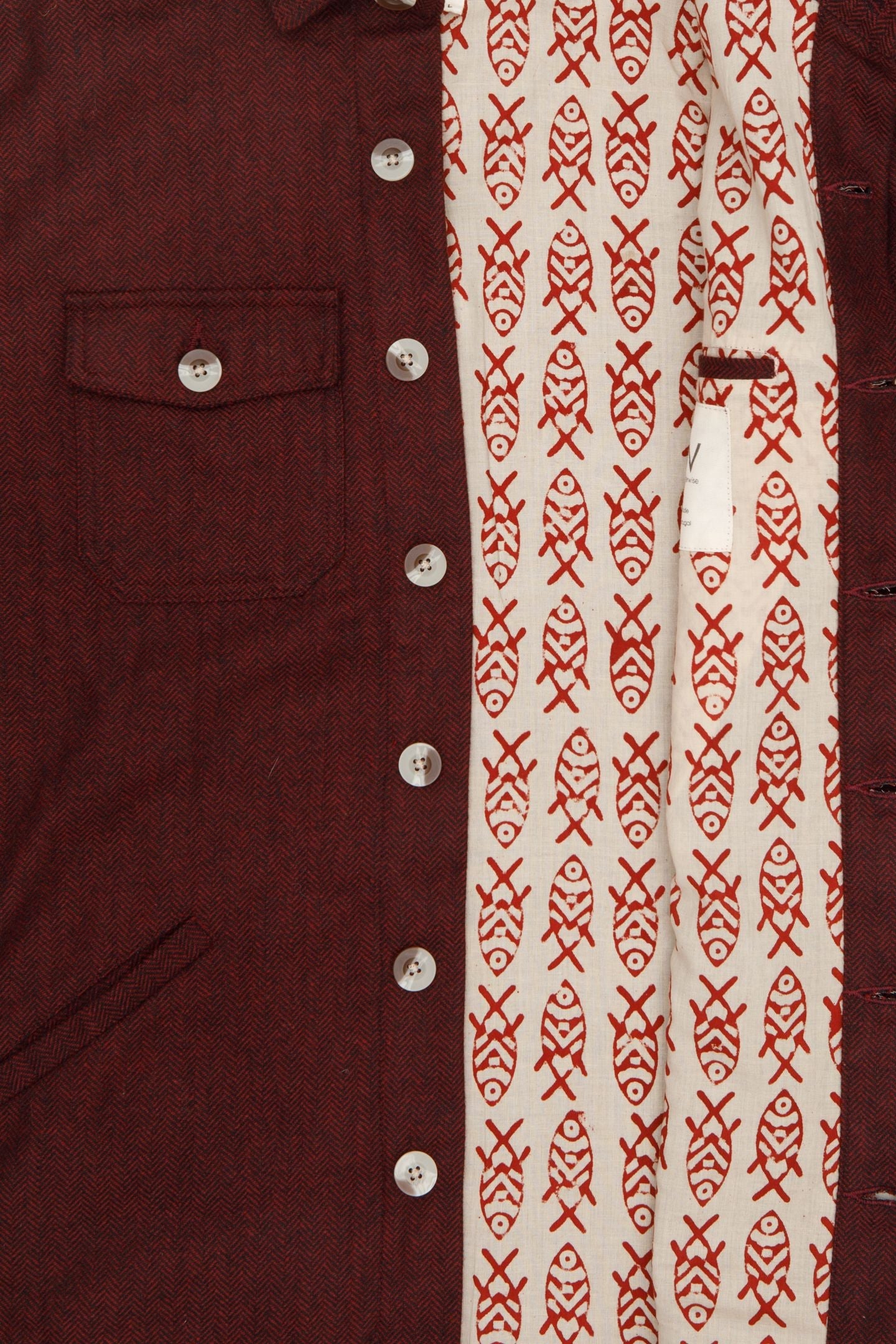 zephyr upcycled wool jacket in red