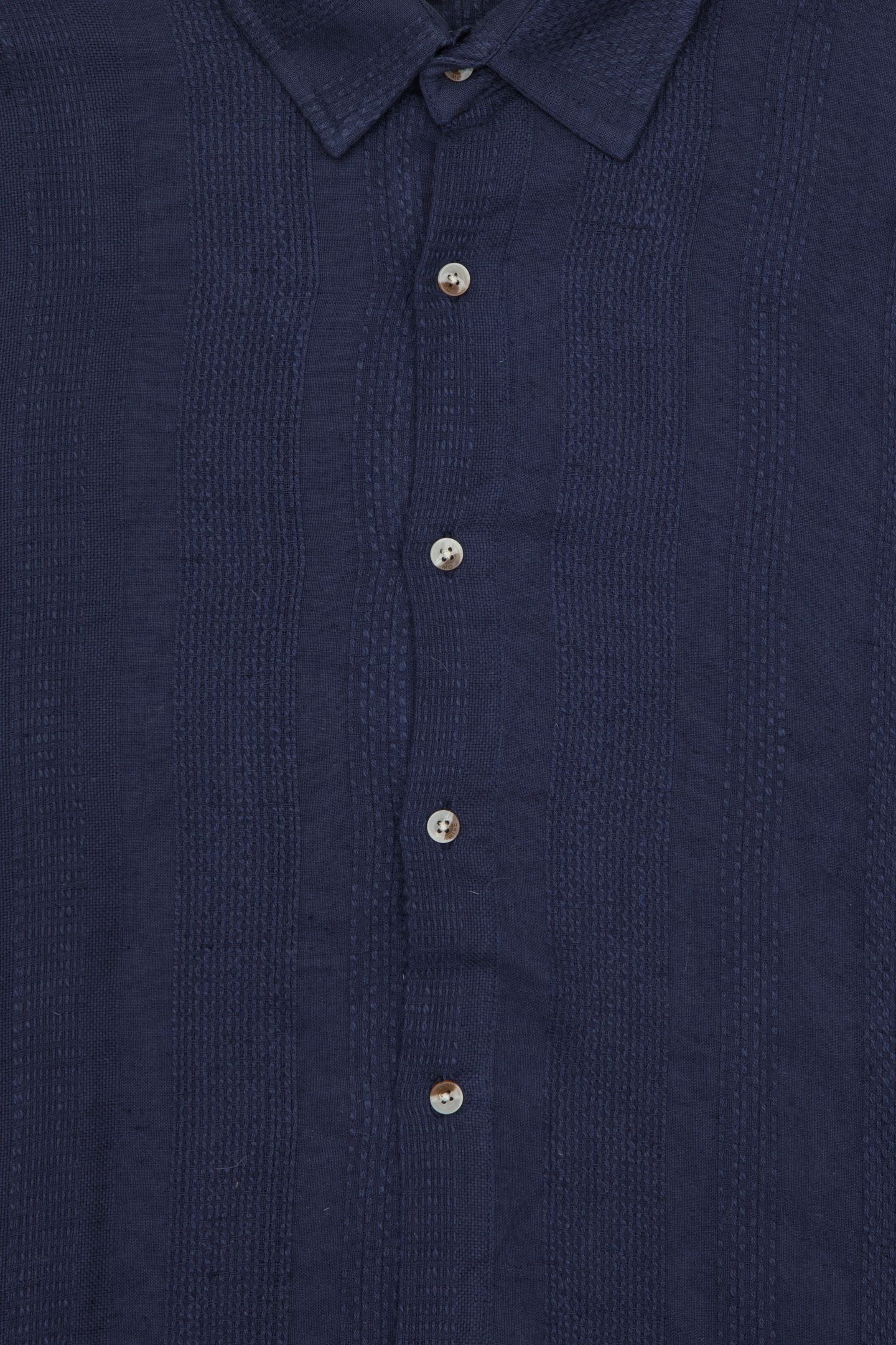 nebula textured cotton long sleeve shirt in navy blue