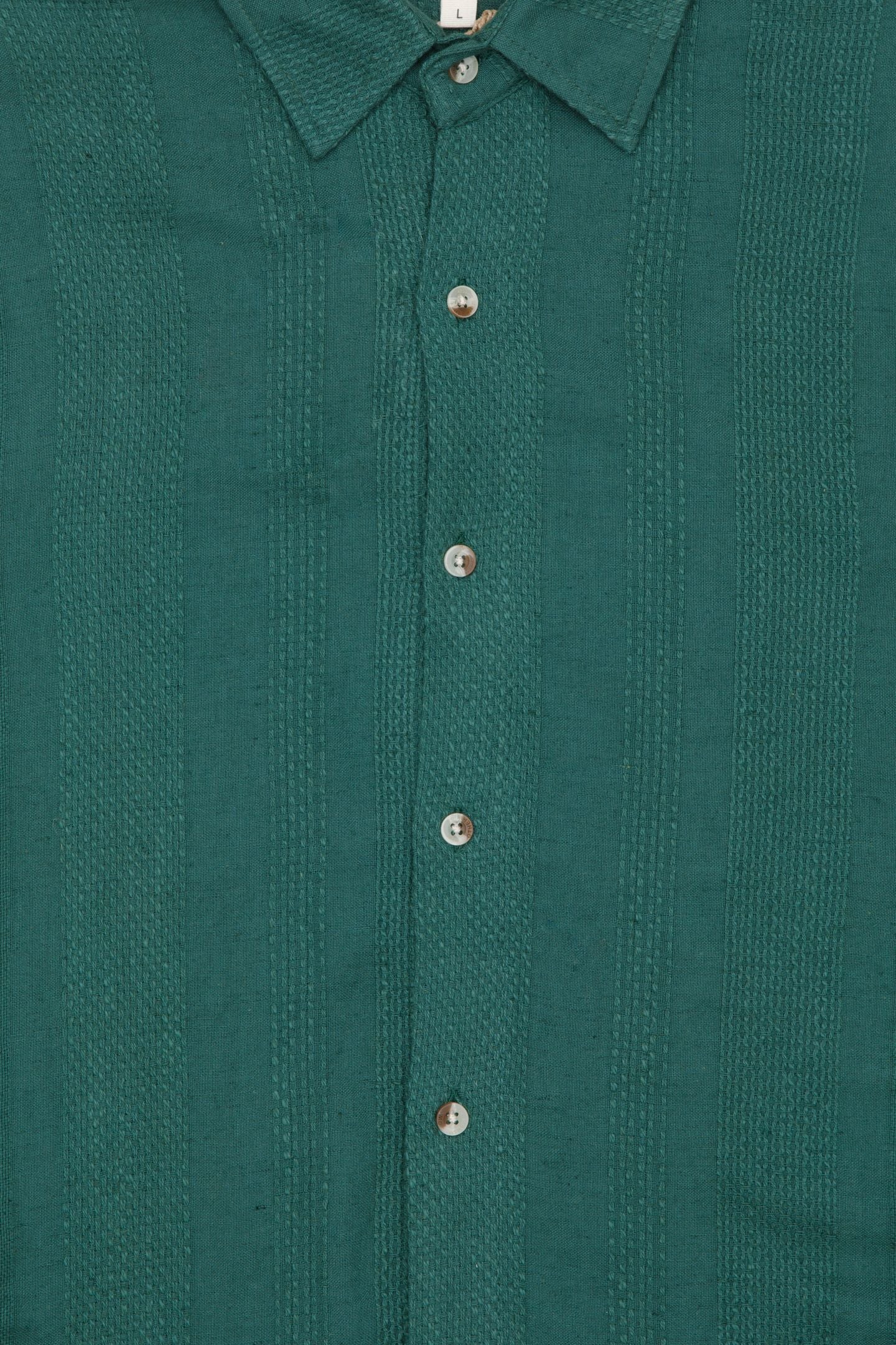 frost textured cotton long sleeve shirt in green