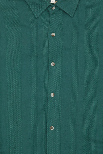 frost textured cotton long sleeve shirt in green