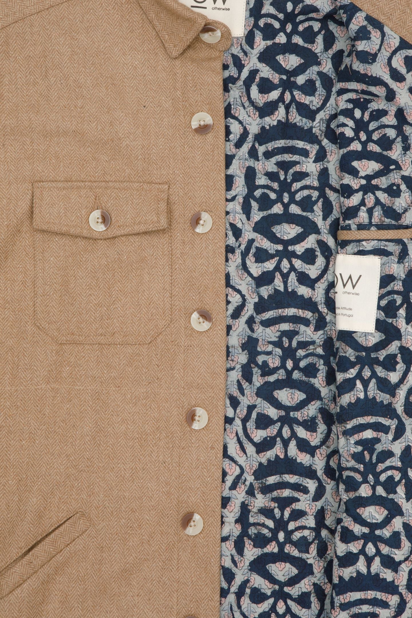 sable upcycled wool jacket in beige