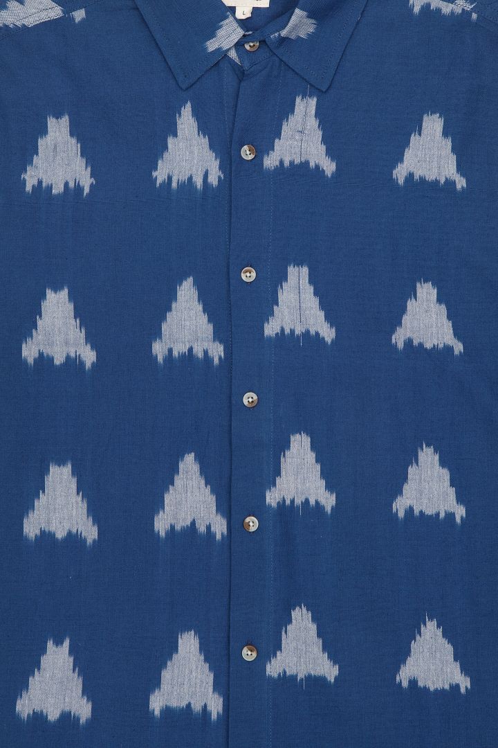 eclipse hand-woven long sleeve shirt in blue