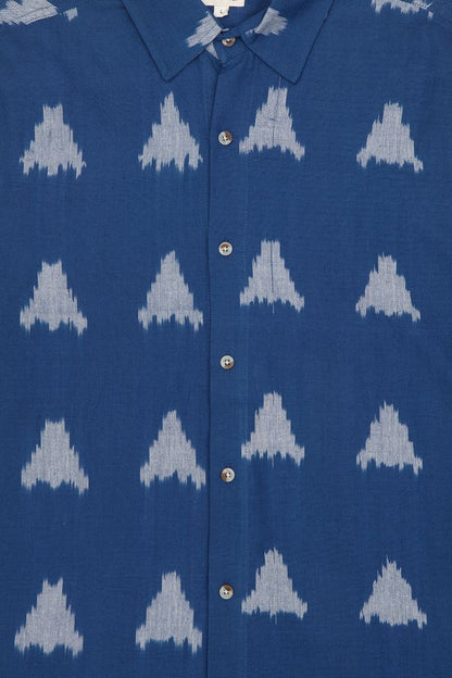 eclipse hand-woven long sleeve shirt in blue