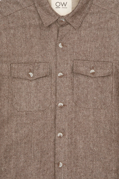 onyx wool overshirt in brown