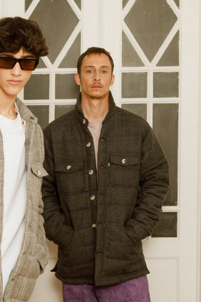 vortex upcycled wool puffer jacket in brown