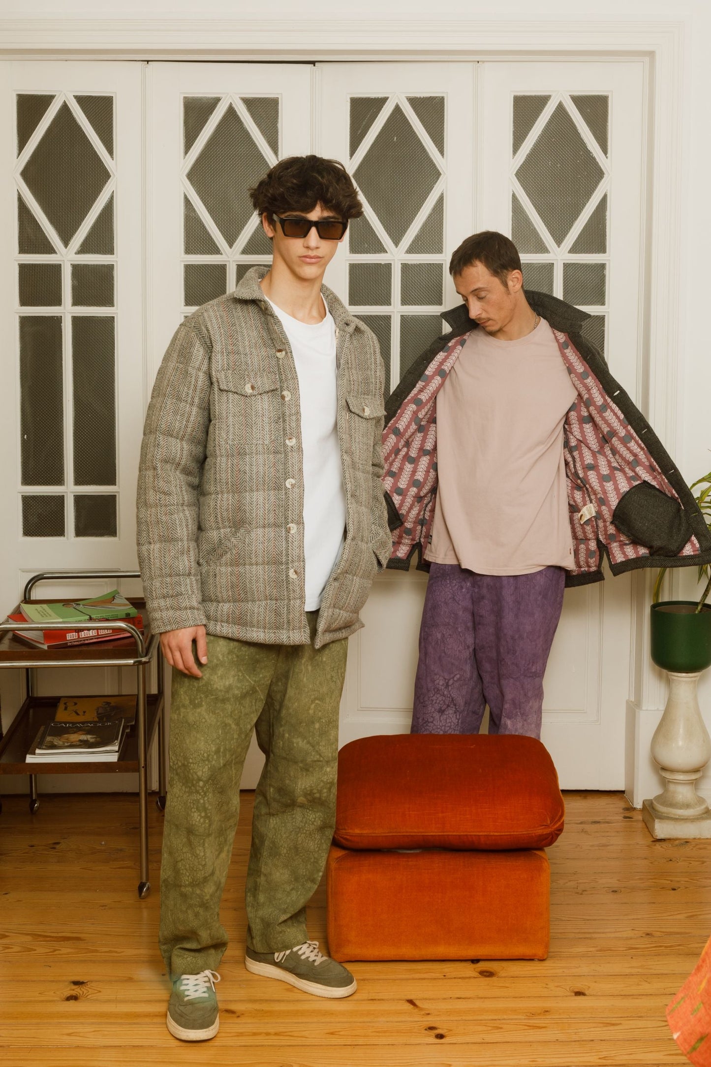 radiant upcycled wool puffer jacket in light grey
