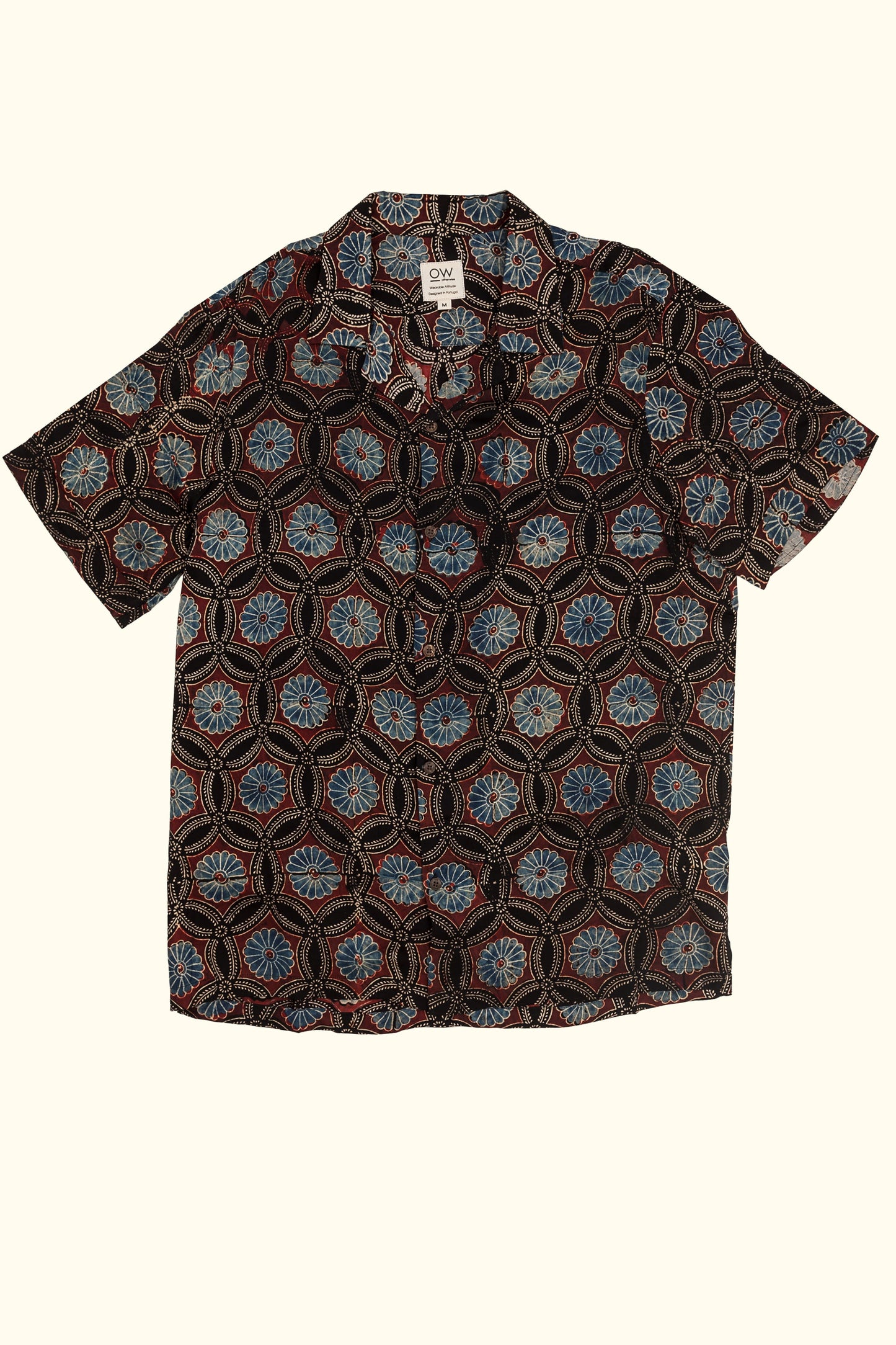 adorn satin hand-printed shirt