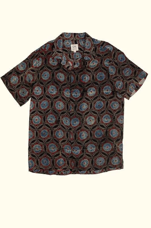 adorn satin hand-printed shirt