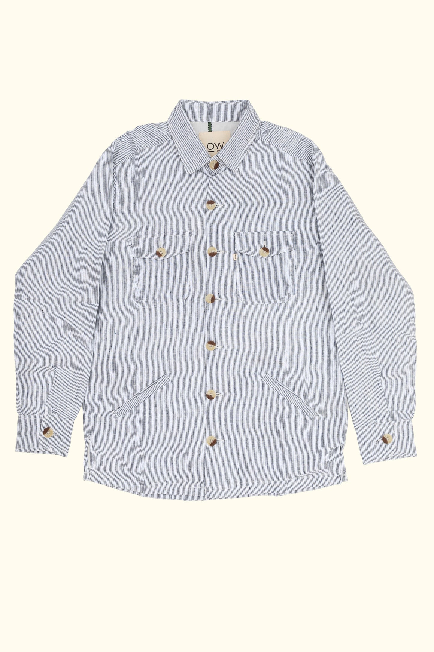 zyaan linen jacket in light blue stripes