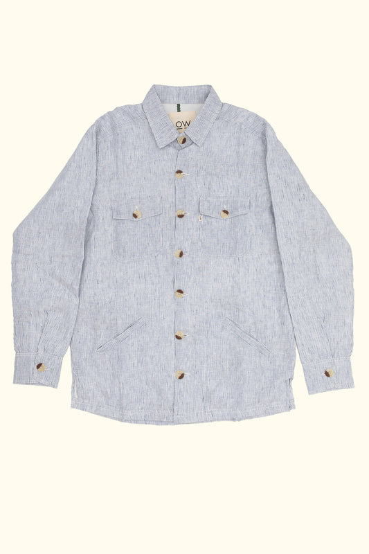zyaan linen jacket in light blue stripes