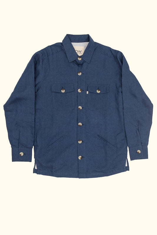 rudra linen jacket in dark blue