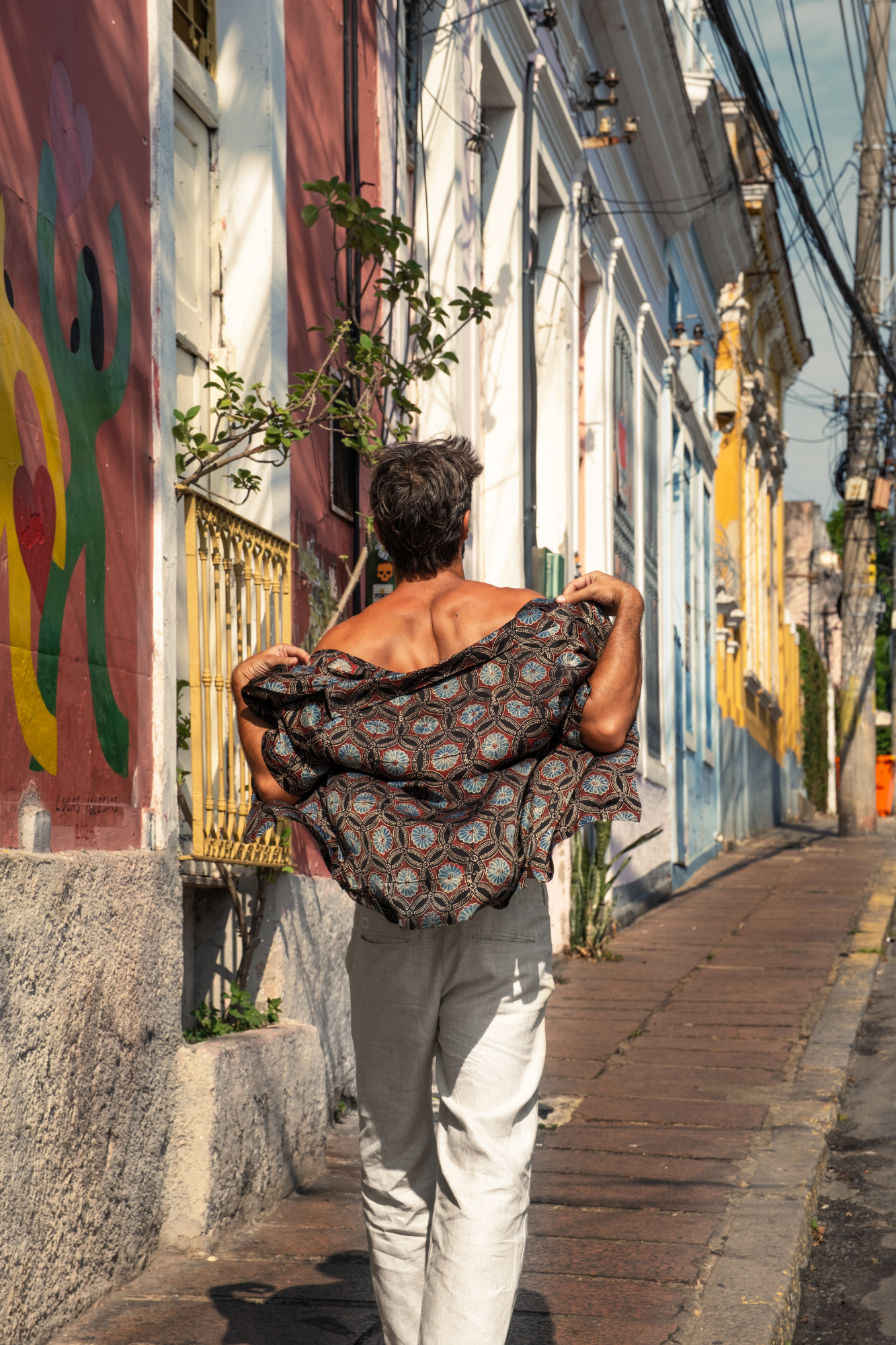 adorn satin hand-printed shirt