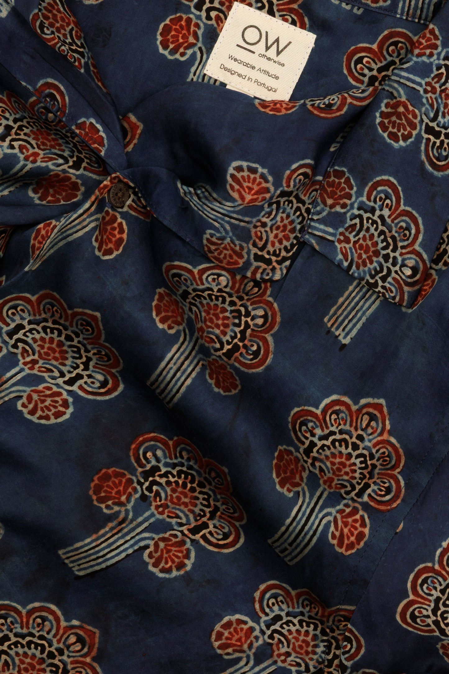 aurora satin hand-printed shirt