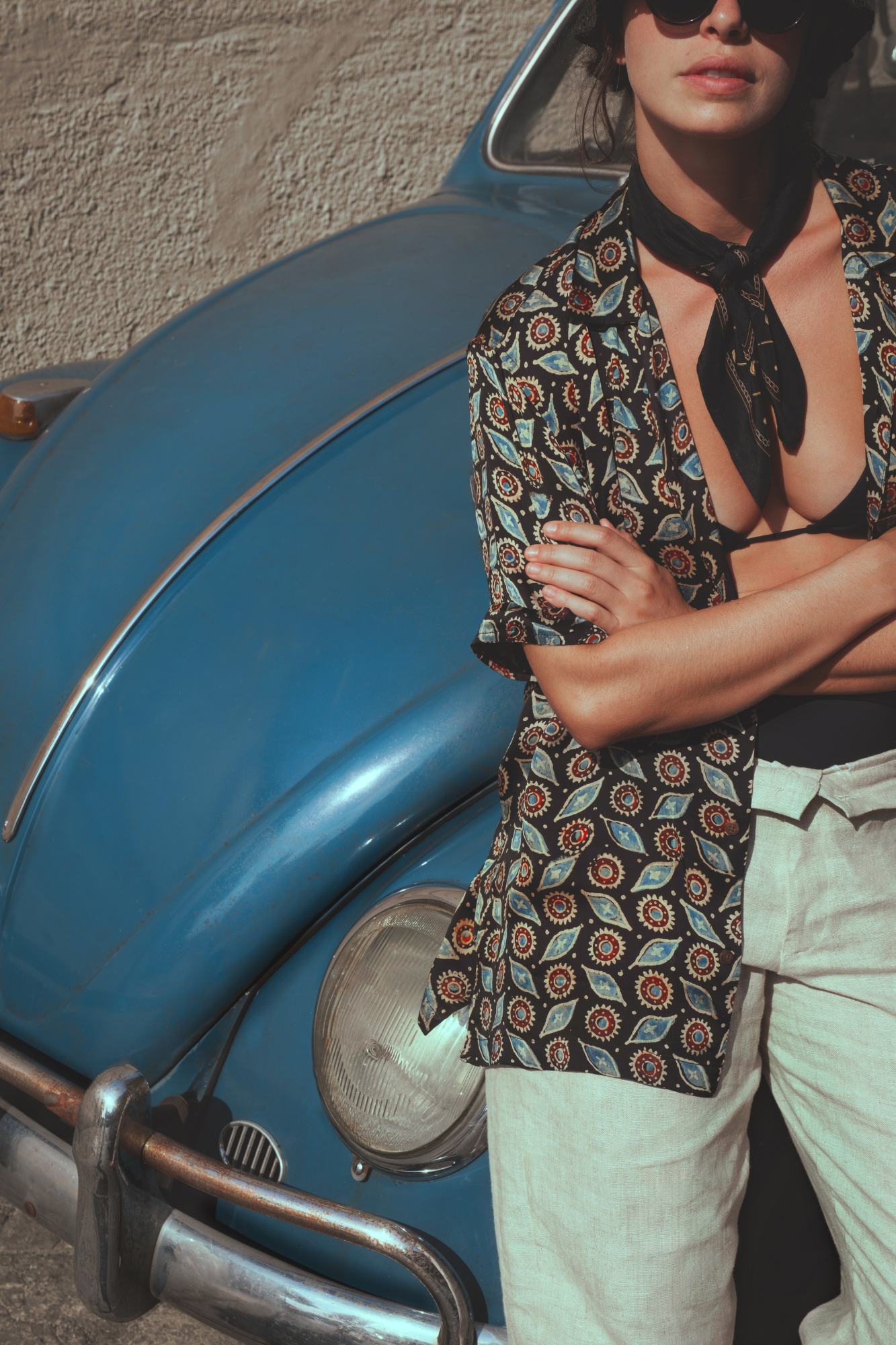 celestial satin hand-printed shirt