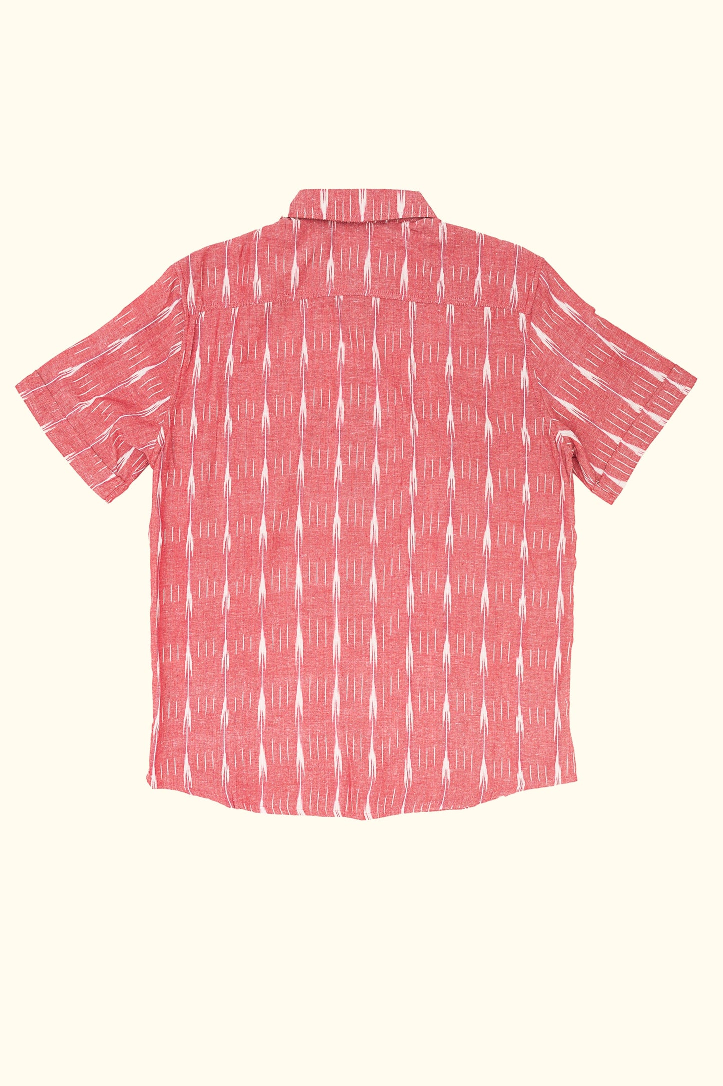 vivid hand-woven short sleeve shirt in light red