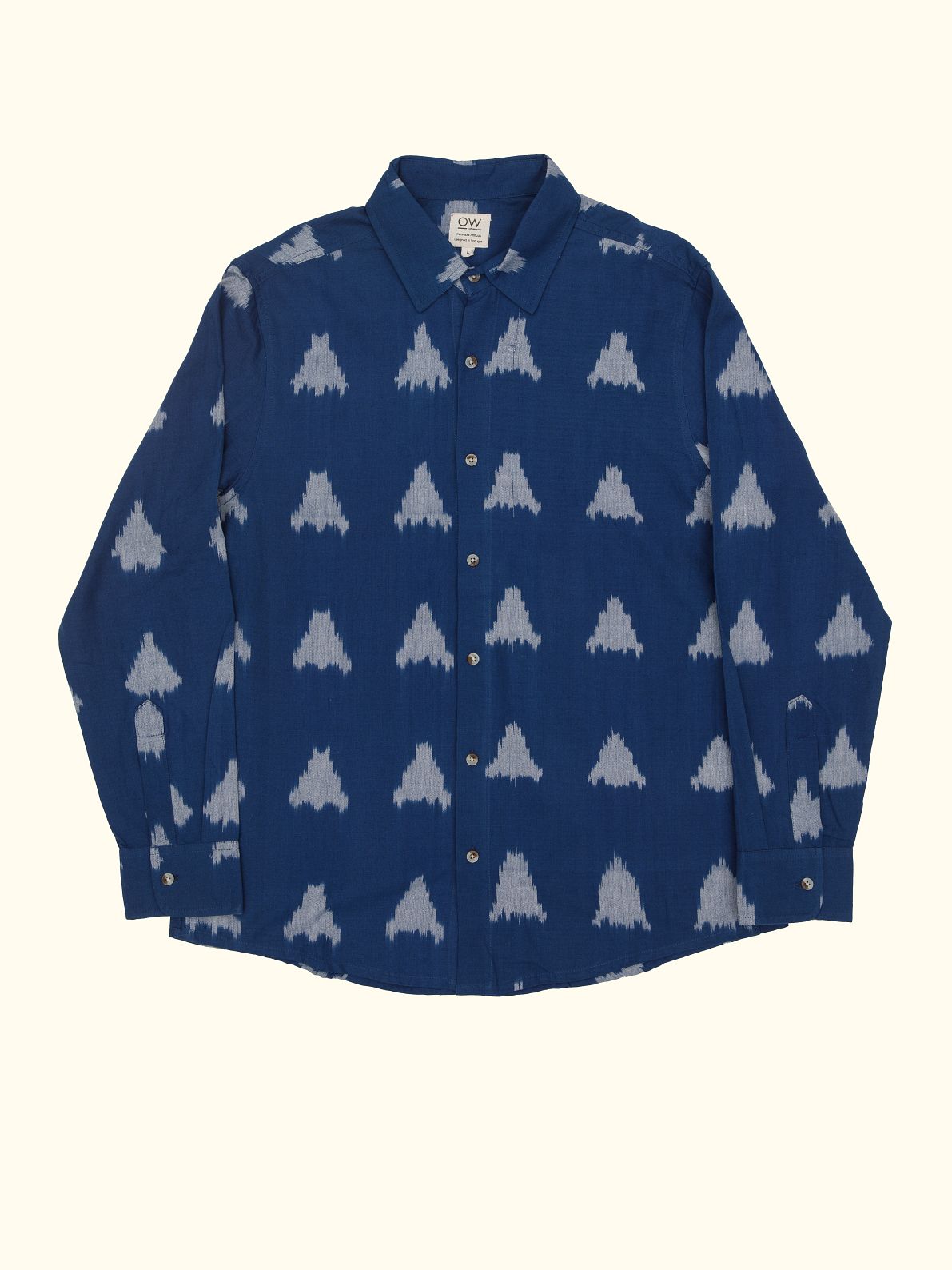 eclipse hand-woven long sleeve shirt in blue