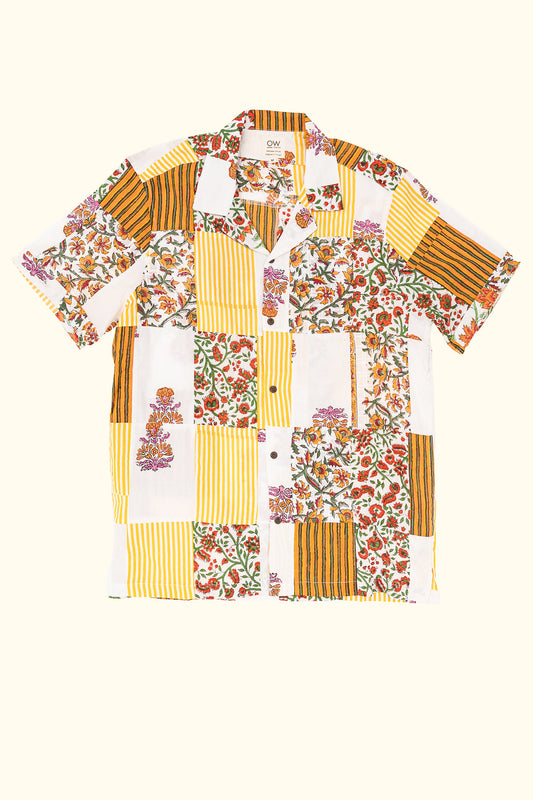 chintz hand-printed patchwork shirt