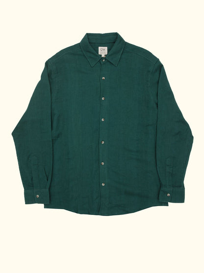 frost textured cotton long sleeve shirt in green
