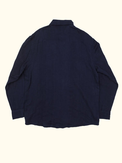 nebula textured cotton long sleeve shirt in navy blue