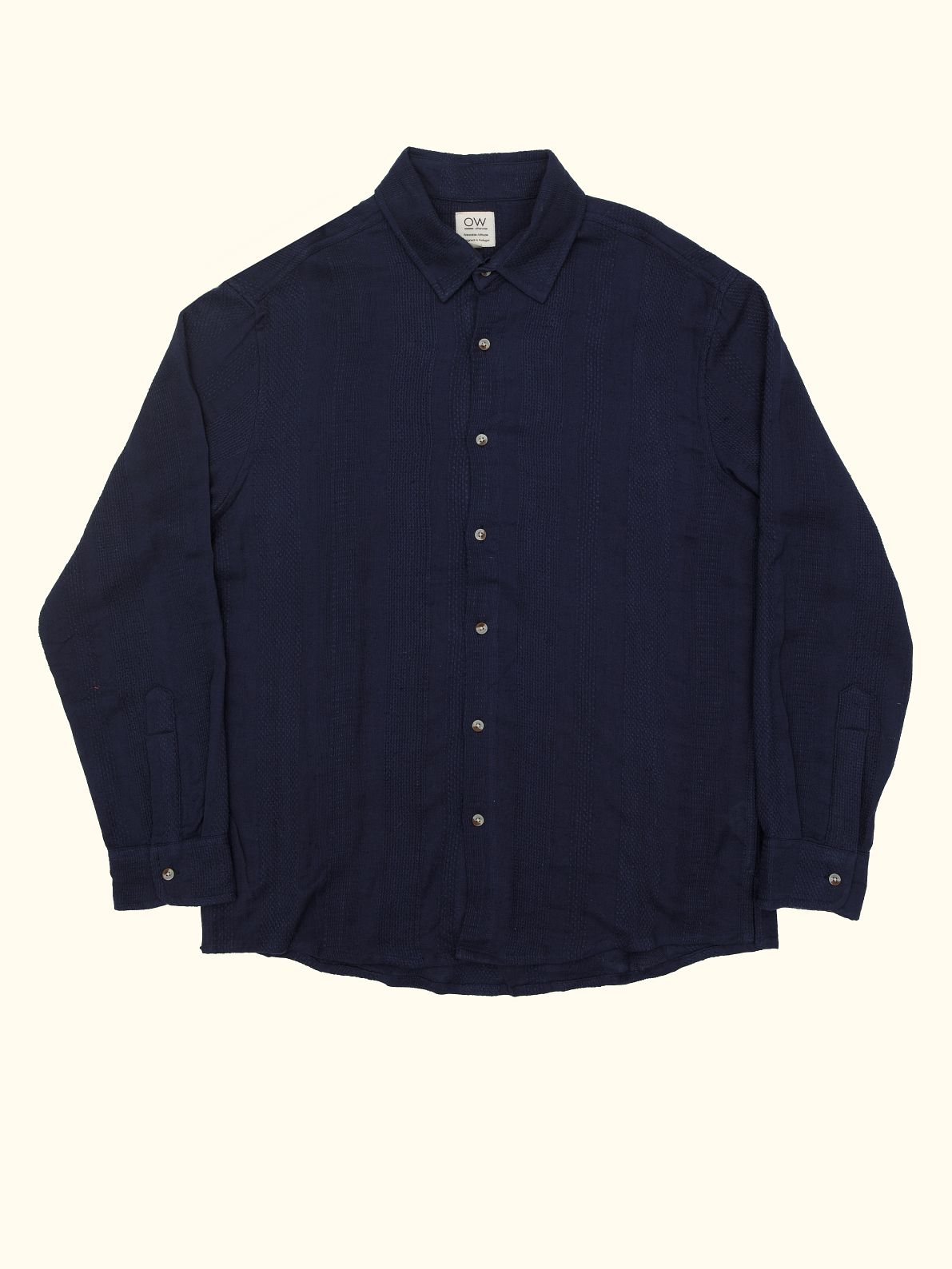 nebula textured cotton long sleeve shirt in navy blue