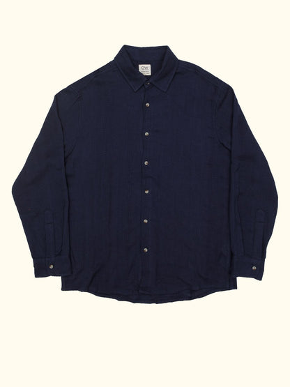 nebula textured cotton long sleeve shirt in navy blue