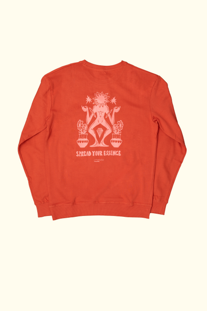 spread your essence sweatshirt in brick red