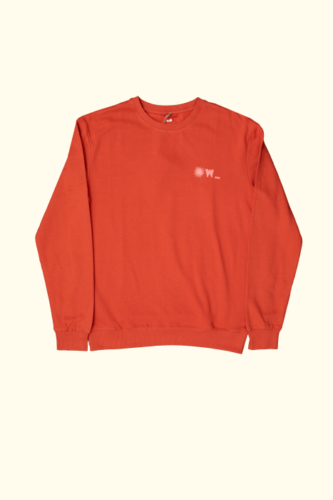 spread your essence sweatshirt in brick red