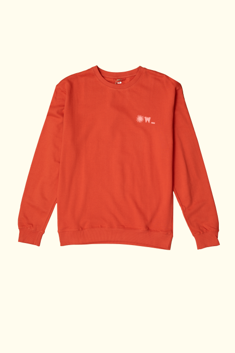 spread your essence sweatshirt in brick red