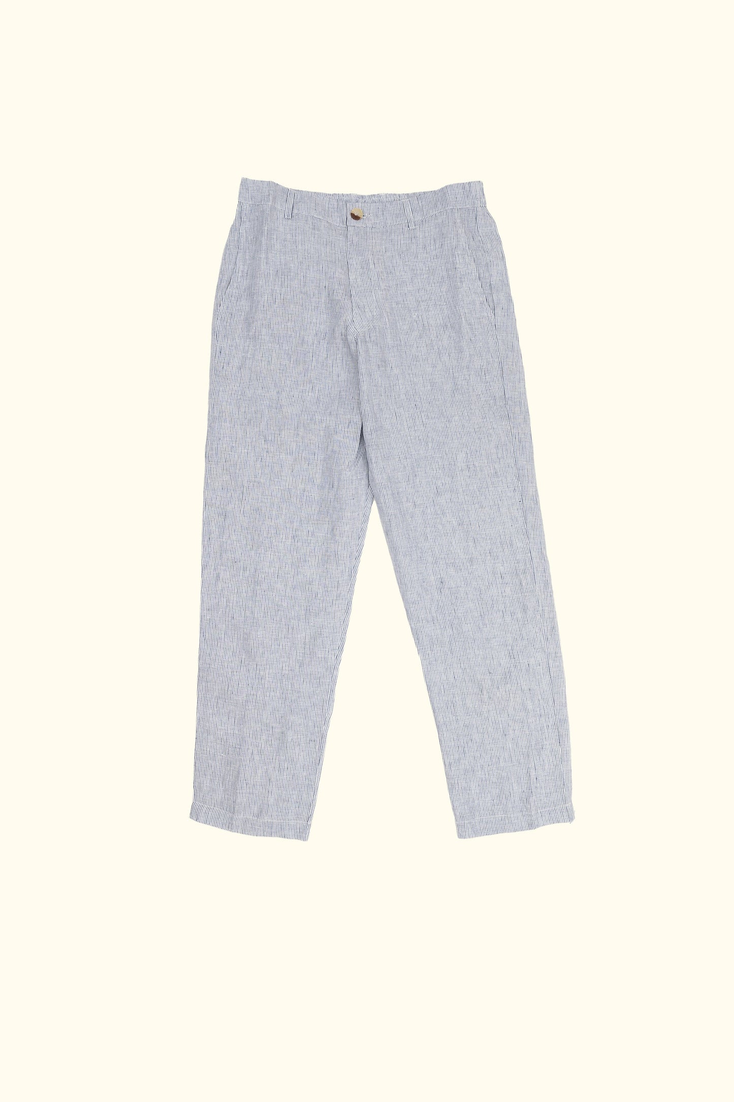 yash linen trousers in light blue stripes