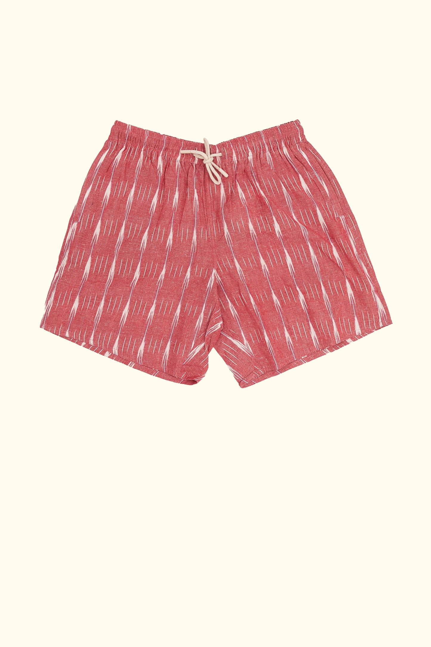 vivid hand-woven shorts in light red