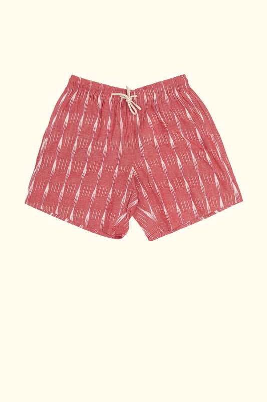 vivid hand-woven shorts in light red
