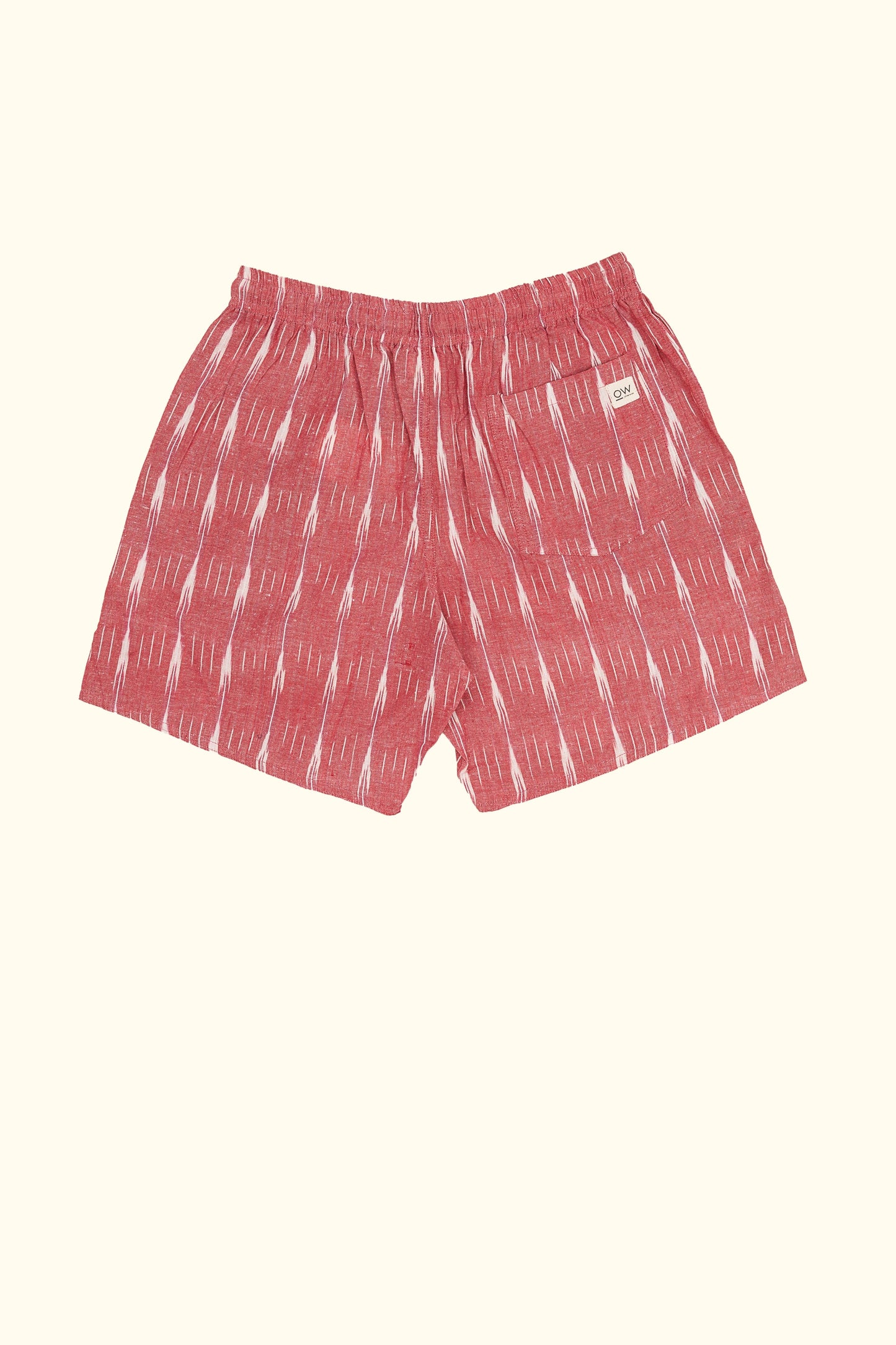 vivid hand-woven shorts in light red